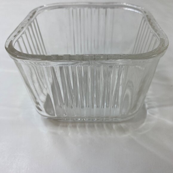 Federal Glass Ribbed Refrigerator Container Dish Lid Embossed Vegetable Motif - Picture 2 of 9